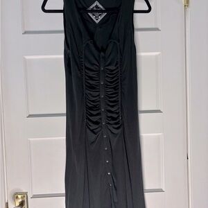 Nomad Black Ruched Sheath Midi Dress